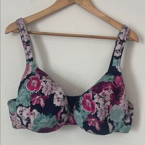 CACIQUE Blue Floral Lightly Lined Full Coverage Bra